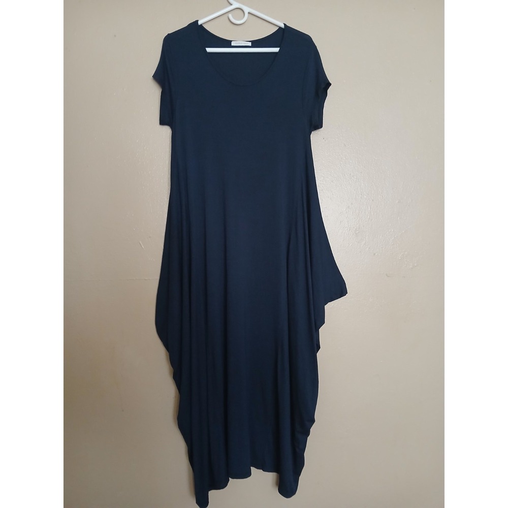 Made In Italy Dress Medium Maxi Draped Parachute Jersey Lagenlook Artsy Boho